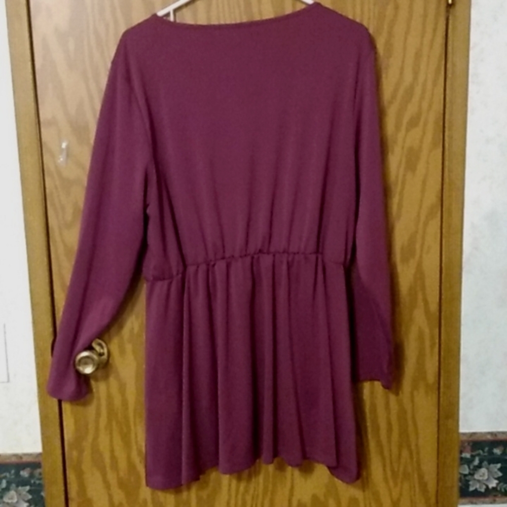 Plum Surplice Tunic Blouse - Picture 3 of 4